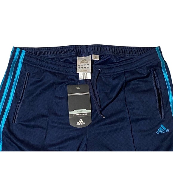 Adidas Women XXL Track Pants Navy Blue with Bright Blue Stripes NWT - Picture 6 of 9